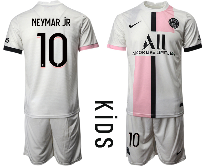 Youth 2021-2022 Club Paris St German away white #10 Soccer Jersey->youth soccer jersey->Youth Jersey